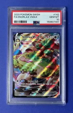 2020 Pokemon SWSH FA/Snorlax VMax #142 PSA 10 GEM MT - Image 1