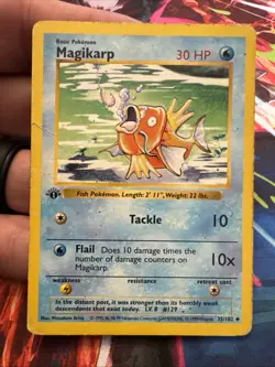 1st Edition Magikarp 35/102 (Shadowless) Pokemon Card LP Vintage - Image 1