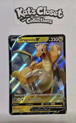 Pokemon TCG Dragonite V 049/078 Holo Pokemon GO Light Play - Image 1
