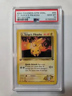 2000 POKEMON GYM CHALLENGE 1ST ED #84 LT. SURGE'S PIKACHU PSA 10 - Image 1