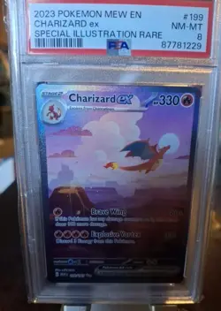 2023 POKEMON MEW EN-151 SPECIAL ILLUSTRATION RARE #199 CHARIZARD EX PSA 8 Graded - Image 1