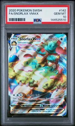 Pokemon Snorlax VMAX 142/202 Swsh01: Sword & Shield Holo PSA 10 - Image 1