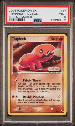 2006 POKEMON EX LEGEND MAKER #67 TRAPINCH-REVERSE FOIL PSA 9 - Image 1