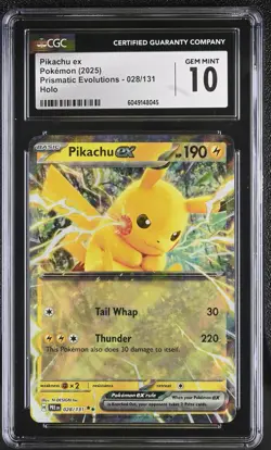 CGC 10 Pokemon TCG 2025 Prismatic Evolutions #028/131 Pikachu ex Holo - Image 1