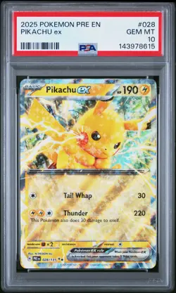 2025 POKEMON PRE EN-PRISMATIC EVOLUTIONS #028 PIKACHU EX PSA 10 - Image 1