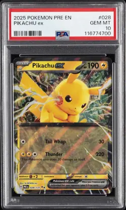 2025 POKEMON PRE EN-PRISMATIC EVOLUTIONS #028 PIKACHU EX PSA 10 - Image 1