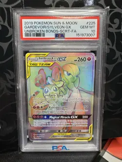 2019 Pokemon Sun & Moon Gardevoir Sylveon GX Unbroken Bonds Secret FA PSA 10 - Image 1