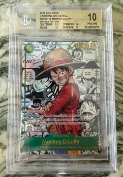 2025 One Piece Carrying On His Will Monkey D Luffy Manga Alt Art OP13-118 BGS 10 - Image 1