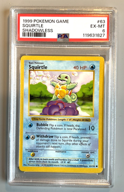 Pokemon Card 1999 Base Set Shadowless SQUIRTLE 63/102 PSA 6 - Image 1