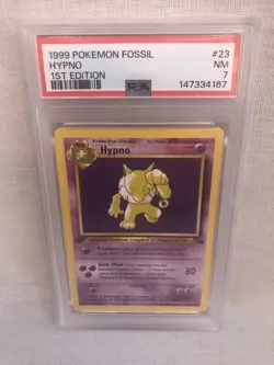 PSA 7 WOTC 1999 1st Edition Fossil Hypno 23/62 Non Holo Rare Card NM - Image 1
