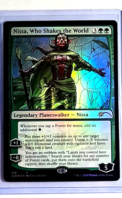 MTG Magic the Gathering Secret Lair Stained Glass Foil Nissa Who Shakes World LP - Image 1