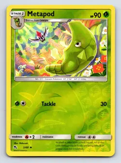 Metapod 2/68 Uncommon Hidden Fates Pokemon Reverse Holo Lightly Played - Image 1