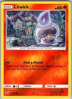 Litwick 28/236 Common Reverse Holo Card SM - Unified Minds Pokemon TCG NM - Image 1