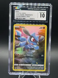 Pokemon TCG Crown Zenith Galarian Gallery IR Riolu GG26/GG70 CGC Gem Mint 10 - Image 1