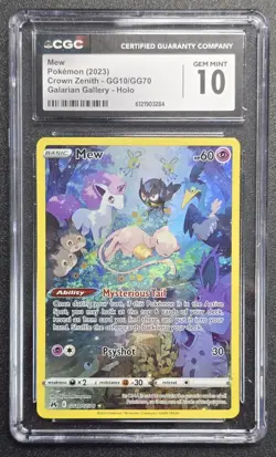 2023 POKEMON SWORD AND SHIELD CROWN ZENITH GG10 FULL ART/MEW CGC 10 - Image 1