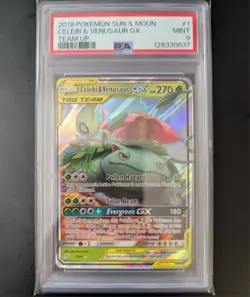 2019 Pokemon S&M Team Up Celebi & Venusaur GX #1 PSA 9 - Image 1