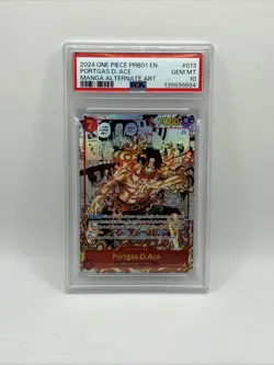 PORTGAS D. ACE 2024 ONE PIECE PRB01 EN MANGA ALTERNATE ART #013 PSA 10 - Image 1