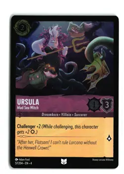 URSULA MAD SEA WITCH 57/204 COLD FOIL DISNEY LORCANA NM - Image 1