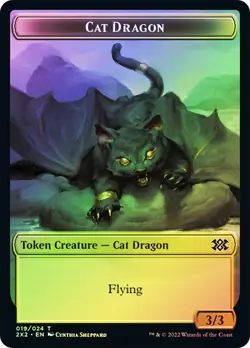 Cat Dragon Token // Knight Token DOUBLE MASTERS MTG MAGIC FOIL - Image 1