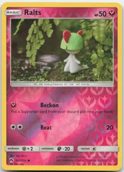 Ralts 139/214 Reverse Holo SM - Lost Thunder Pokemon Card VLP - Image 1