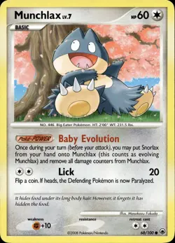 MUNCHLAX 68/100 COMMON MAJESTIC DAWN POKEMON LP - Image 1