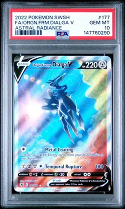 POKEMON SWORD & SHIELD ASTRAL RADIANCE FULL ART/ORIGIN FORME DIALGA V PSA 10 - Image 1