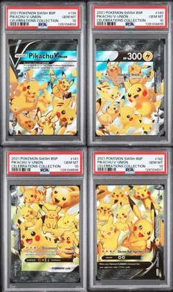 SEQUENTIAL PSA 10 SET PIKACHU V-UNION SWSH139 140 141 142 BSP PROMO 2021 POKEMON - Image 1