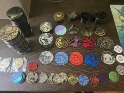 170 Official Pokemon Coin Lot Various Sets and Styles Eevee Pikachu Charizard - Image 1