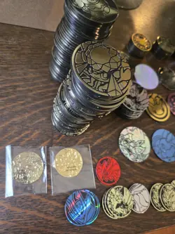 170 Official Pokemon Coin Lot Various Sets and Styles Eevee Pikachu Charizard - Image 2