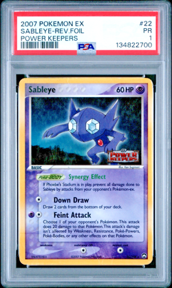 PSA 1 2007 Pokemon EX Power Keepers Sableye STAMPED Reverse Holo Foil 22/108 - Image 1