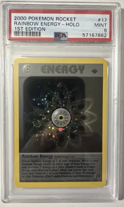 Pokemon PSA 9 1st Edition Rainbow Energy 17/82 Team Rocket Holo - Image 1
