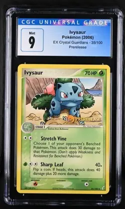 2006 Pokemon TCG Ivysaur 35/100 Prerelease Stamp EX Crystal Guardians CGC 9 MINT - Image 1