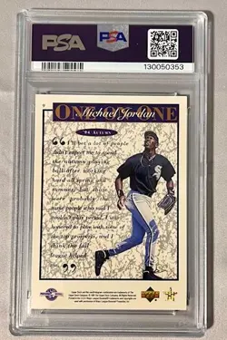Michael Jordan 1995 UD Minor Leag. 1 on 1, 94' Autumn Card, # 9, PSA NM- Mint 8 - Image 2