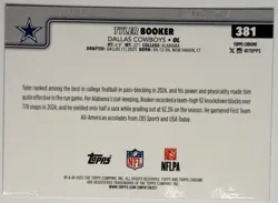 2025 Topps Chrome Ray Wave Tyler Booker Rookie Card #381 Dallas Cowboys RC 🔥 - Image 2