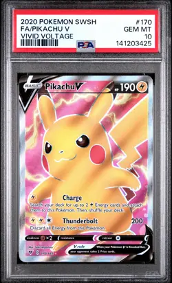 2020 POKEMON SWORD & SHIELD VIVID VOLTAGE #170 FULL ART/PIKACHU V PSA 10 - Image 1