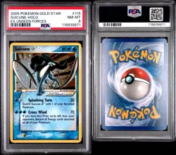 2005 Pokemon Suicune Star Gold Star EX Unseen Forces 115/115 Holo PSA 8 - Image 2