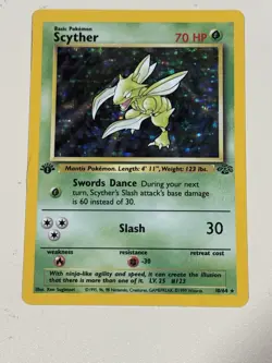 1999 Pokemon TCG Scyther Jungle 1st Edition Holo Unlimited Rare Card 10/64 - Image 1