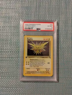1999 Pokemon Fossil 1st Edition Holo Zapdos PSA 6 - Image 1