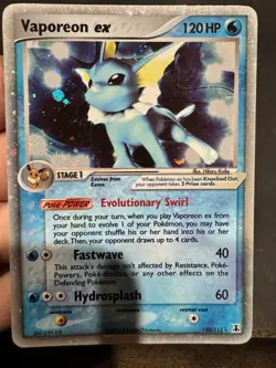Pokemon Vaporeon EX Delta TCG Card Holo Ultra Rare 110/113 2005 - Image 3