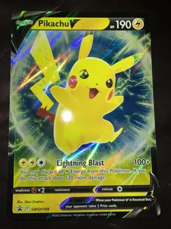 Pikachu V SWSH198 Jumbo Promo SWSH Black Star Pokemon Near Mint - Image 1