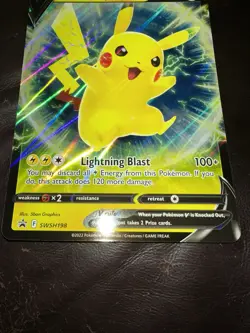 Pikachu V SWSH198 Jumbo Promo SWSH Black Star Pokemon Near Mint - Image 2