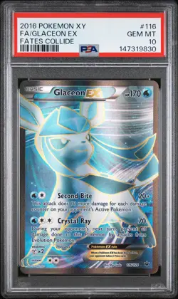 2016 POKEMON XY FATES COLLIDE #116 FULL ART/GLACEON EX PSA 10 - Image 1