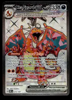 Charizard ex 215/197 Obsidian Flames Pokemon NM - Image 1