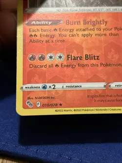 Pokemon TCG Charizard Pokemon Go 010/078 Reverse Holo Rare LP. - Image 3