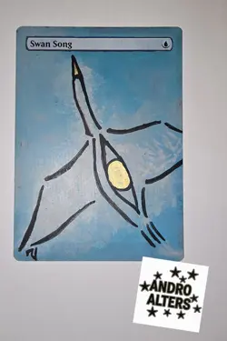 Swan Song Altered Art Hand Painted MTG Magic the Gathering Bird Commander Blue - Image 1