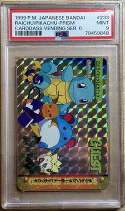 Pokemon Card Raichu Pikachu No. 233 Prism Carddass Vending Series 6 PSA 9 MINT - Image 1