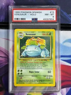 1999 Pokemon Venusaur Spanish Holo Base Set PSA 8 NM/MT - Image 3