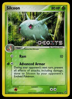 Pokemon Card - Silcoon Deoxys 46/107 Reverse Holo Stamped - Image 1