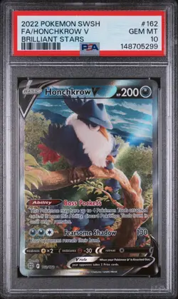 Pokemon Honchkrow V Brilliant Stars Full Alt Art #162 PSA 10 Gem Mint - Image 1