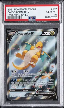2021 POKEMON SWORD & SHIELD EVOLVING SKIES #192 FULL ART/DRAGONITE V PSA 10 - Image 1